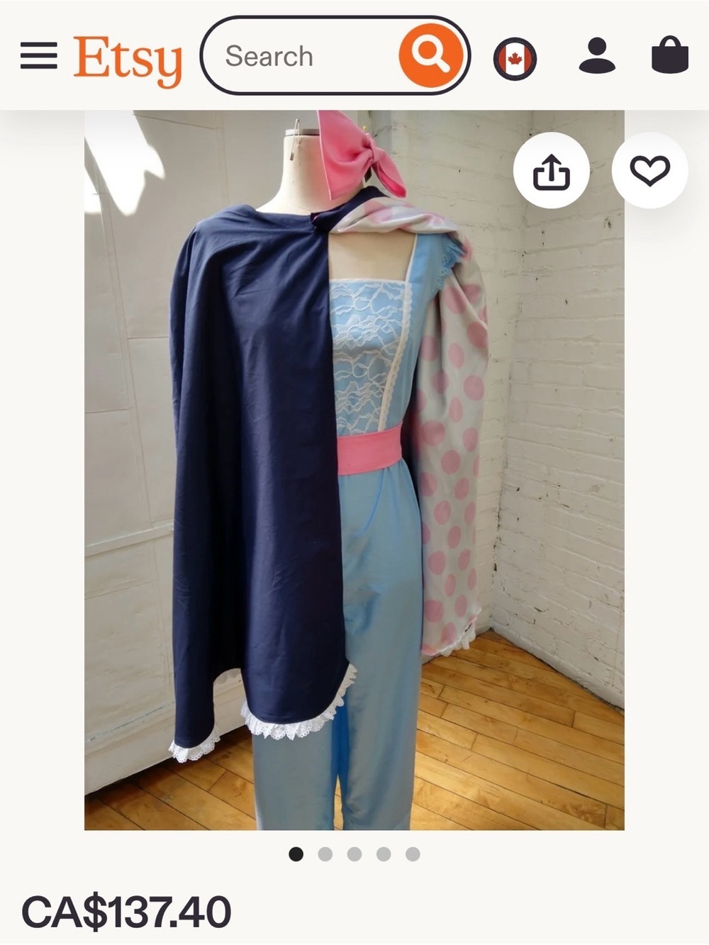 Handmade on Etsy cape purple with pink and white polka dot inside eyelet trim​